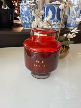 BRAND NEW Tom Dixon red glass FIRE candle